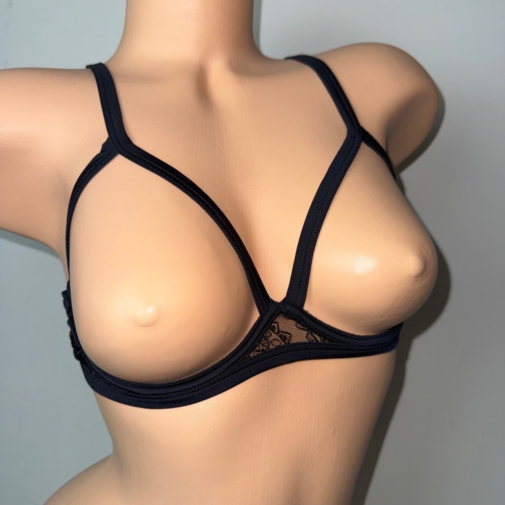 Cosabella Sardegna Italian Open Cup Embroidered Ouvert Bra Black 36D
